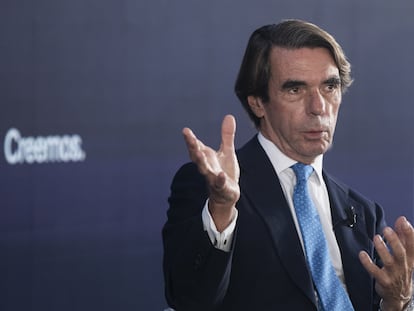 El expresidente español José María Aznar, en la convención nacional del Partido Popular en Sevilla, este jueves.