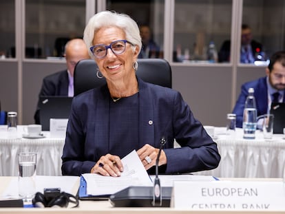 La presidenta del BCE, Christine Lagarde, en una reunión en Praga este mes.