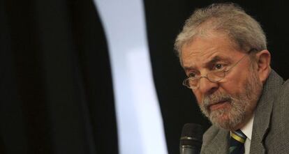 Former Brazilian president Lula da Silva during his press conference