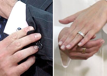 A la izquierda, los gemelos de zafiros y oro blanco, regalo de Letizia Ortiz al Príncipe. A la derecha, el anillo de brillantes, obsequio del novio a su prometida.
