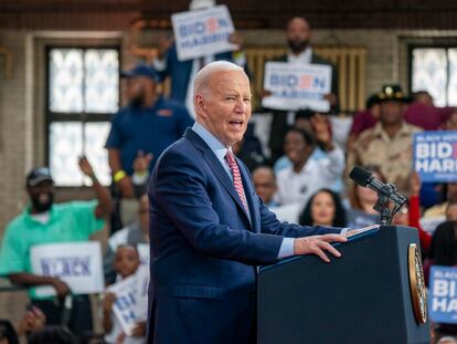 President Joe Biden delivers remarks during a campaign rally at Girard College in Philadelphia, Pennsylvania, on May 29, 2024.