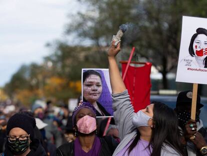 Manifestación en Montreal en protesta por la muerte de Joyce Echaquan, el pasado día 3. 