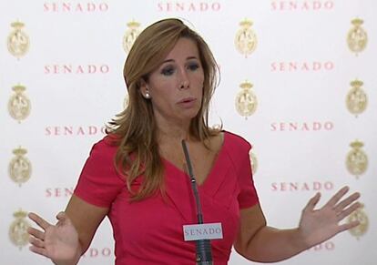 Alicia Sánchez-Camacho, durante sus declaraciones.