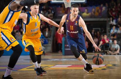 Navarro, en un partido Barça-Khimki.