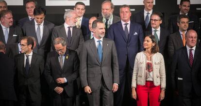 Torra y el Rey en la inauguración del Salón del Automóvil.