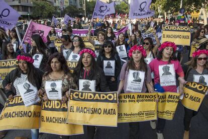 Una protesta contra la violencia de género, el pasado 25 de noviembre en Santiago de Chile.