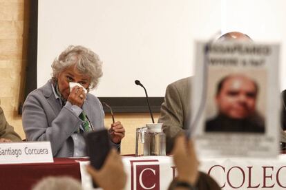 La virtual secretaria de Gobernación, Sánchez Cordero, durante el acto celebrado en el Colmex