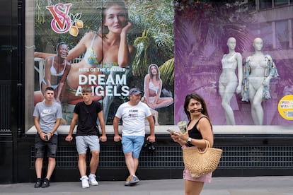 The Victoria's Secret window display on Bond Street in London in July.