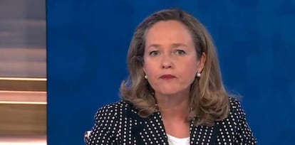 La vicepresidenta primera del Gobierno y presidenta del Comité Monetario y Financiero Internacional (CMFI), Nadia Calviño.