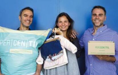 Daniel Bezares (izq), Lourdes Ferrer y Luis Ongil, fundadores de Percentil.