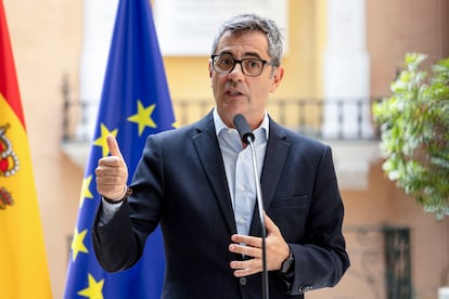 Félix Bolaños atendía a los medios de comunicación este miércoles en Madrid