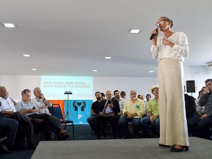 Marina Silva, en un acto a favor de las nuevas elecciones, este martes en Brasilia.