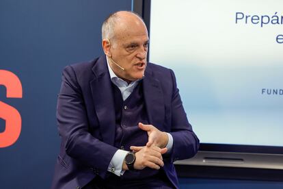 El presidente de LaLiga, Javier Tebas, durante la presentación de 'Preparados', un nuevo proyecto de LaLiga.