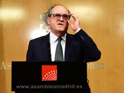 El portavoz del PSOE en la Asamblea de Madrid, Ángel Gabilondo, ofrece una rueda de prensa el miércoles.