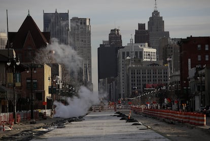 Las obras en Woodward Avenue de un nuevo tren de cercanías que pretende atraer a visitantes.