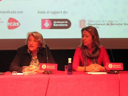 Teresa Crespo y Mireia Solsona durante la inauguración de la jornada.