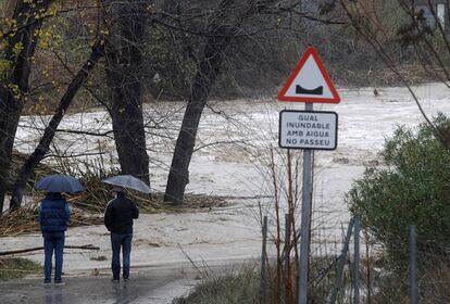 Desbordamiento del río Clariano a su paso por Ontinyent, el 19 de diciembre de 2016.