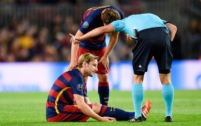 Rakitic lamenta su lesión en el sóleo de la pierna derecha.