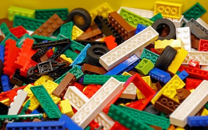 Pieces of Lego bricks are seen in a shop in Paris, France, April 5, 2016.