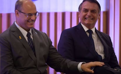 El gobernador Wilson Witzel y el presidente Bolsonaro en Río.