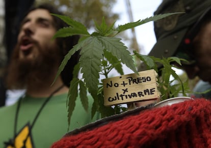 Una manifestación a favor de la legalización de la marihuana en Buenos Aires, en 2017.