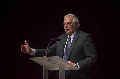 El ministro de Exteriores, Unión Europea y Cooperación, Josep Borrell, durante su discurso en el acto de celebración del 30 aniversario de la AECID.