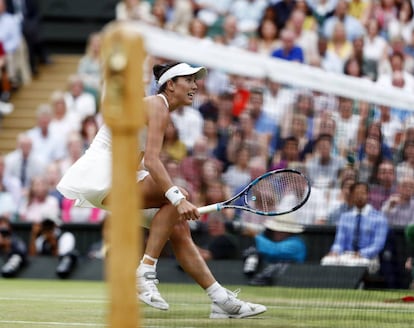 Garbiñe Muguruza durante la final de Wimbledon.