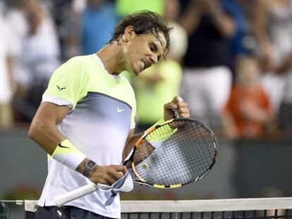 Rafa Nadal celebra un punto en el partido ante Sijsling.