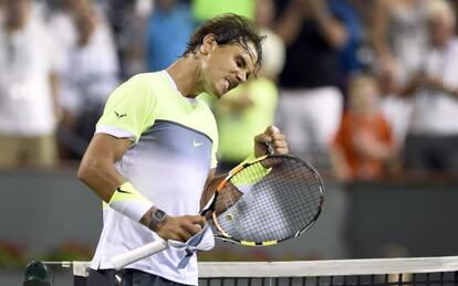 Rafa Nadal celebra un punto en el partido ante Sijsling.