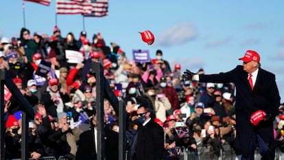 El presidente de Estados Unidos, Donald Trump, durante un mitin en Pensilvania este lunes.