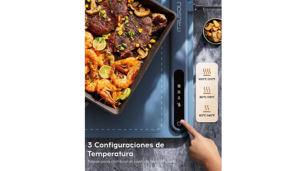 La bandeja de calentamiento dispone de tres niveles de temperatura.