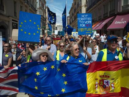 British residents of Spain protest in the southern city of Málaga on Sunday over the uncertainty of Brexit.