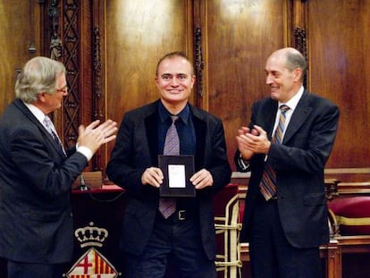 El director artístico Joan Matabosch junto a Xavier Trias y Joan Oliveras Bagués.