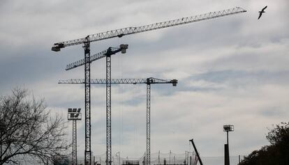 Obras de un edificio en Barcelona, en una imagen de archivo.