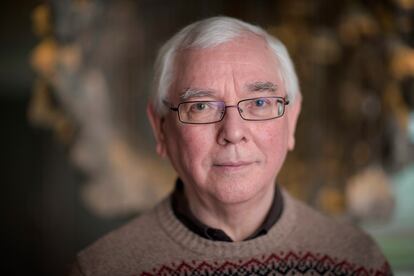 Director Terence Davies poses for portrait photographs at the 2016 Berlinale Film Festival in Berlin, Sunday Feb. 14, 2016.