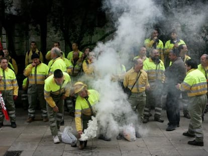 Protestas de los trabajadores de Tragsa, en Valencia.