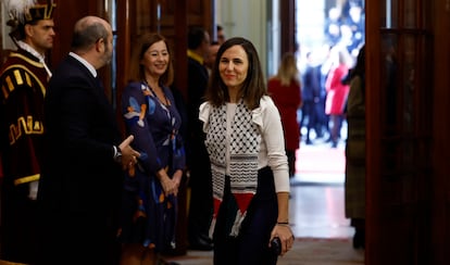 La diputada de Podemos Ione Belarra, a su llegada al Congreso de los Diputados.