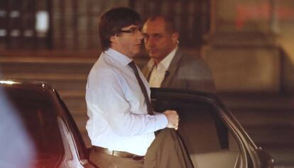 Carles Puigdemont, arribant aquest matí al Palau de la Generalitat.
