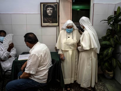 Two nuns in Havana after being vaccinated with the Cuban Covid-19 vaccine, Abdala.