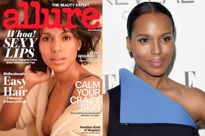 Kerry Washington posó así de guapa y sin prácticamente nada de maquillaje en la portada de Allure del mes de noviembre.