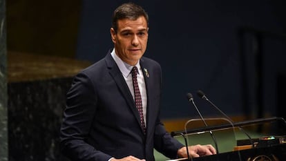 Sánchez, durante su intervención en la Asamblea General de la ONU.