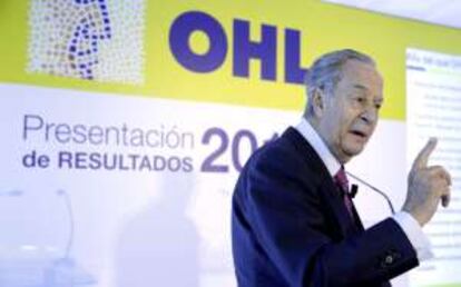 El presidente de OHL, Juan Miguel Villar Mir, durante la presentación las semana pasada de los resultados de la compañía correspondientes a 2014.