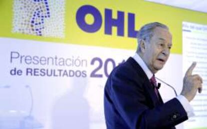 El presidente de OHL, Juan Miguel Villar Mir, durante la presentación las semana pasada de los resultados de la compañía correspondientes a 2014.