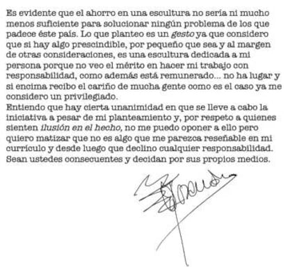 La segunda nota de Rosendo, divulgada este mismo jueves.