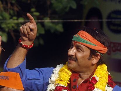 Manoj Tiwari en un acto de campaña en Nueva Delhi en 2014.