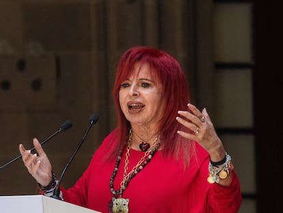 Layda Sansores San Román durante una conferencia de prensa en Ciudad de México.