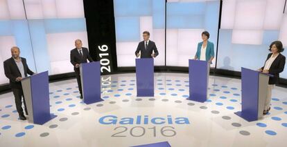 Los candidatos a la presidencia de la Xunta, en el debate de este lunes.