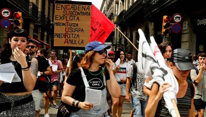 Protesta dels treballadors de Ciut'art, dimecres a Barcelona.