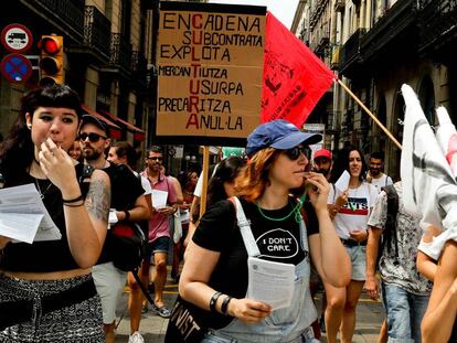 Protesta dels treballadors de Ciut'art, dimecres a Barcelona.