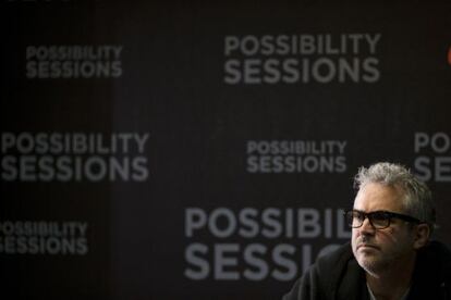 Alfonso Cuarón at a press conference in Mexico City.